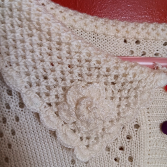 Elegant Cream Button-Up Women's Sweater - Picture 4 of 4